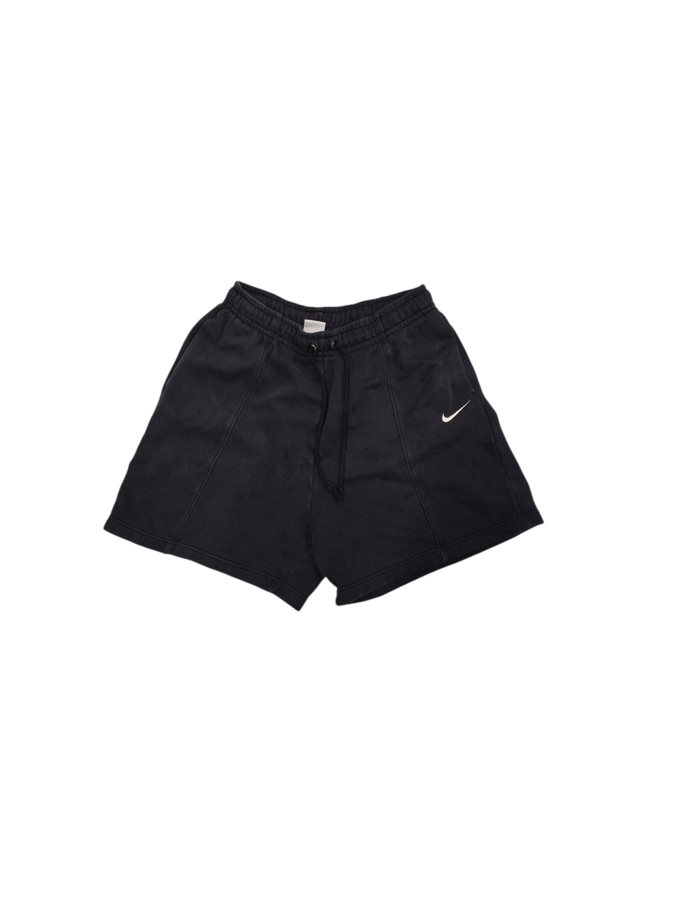 Nike Black Women’s Hi Rise Loose Fit Athletic Shorts with White Swoosh